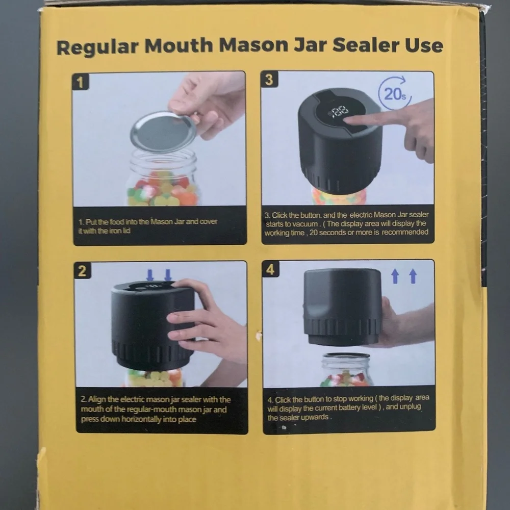 Electric Mason Jar Vacuum Sealer Kit – USB-C Rechargeable – Auto Digital